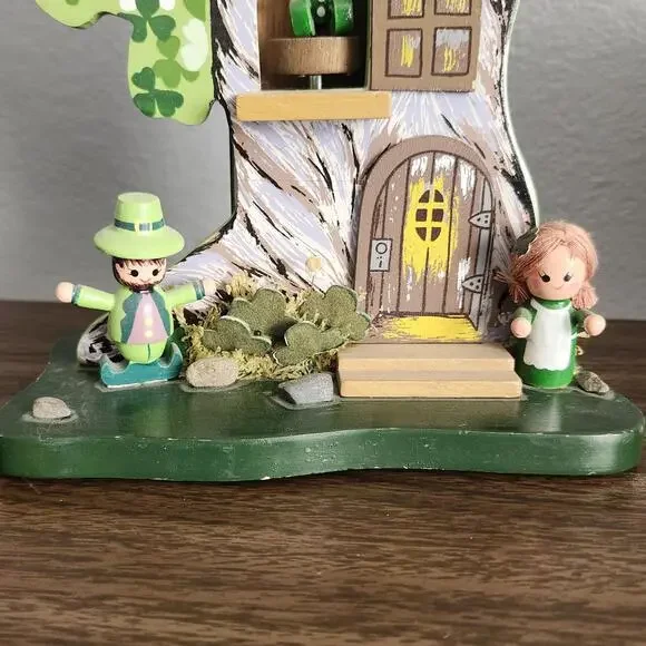 Vintage Schmid Music Box Tree When Irish Eyes Are Smiling Spinning Leprechaun